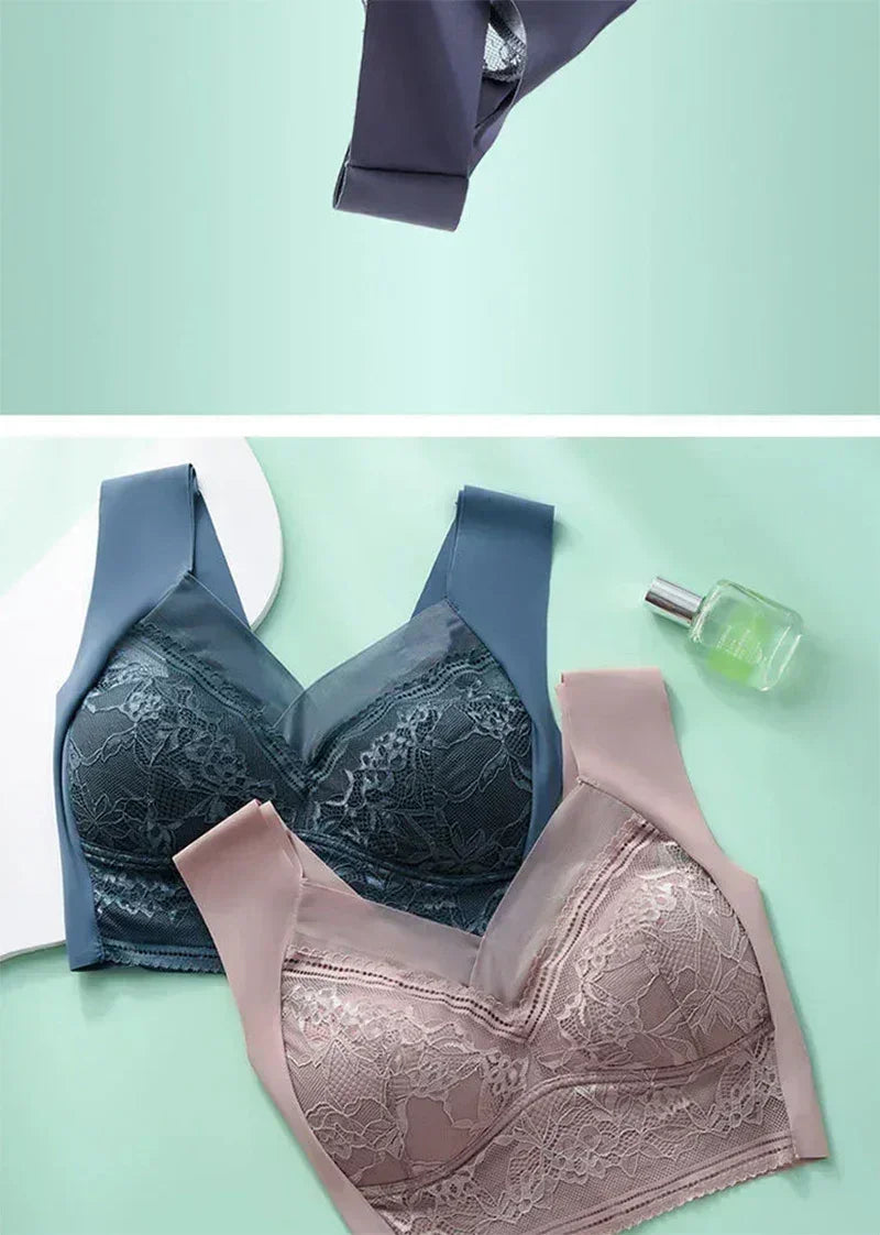 L-6L Mujeres Sujetador Grande Push Up Seda de Hielo Sin Costuras Sujetador Bralette Encaje Sin Aros Sujetadores de Verano Talla Grande Lencería Ropa Interior 15019