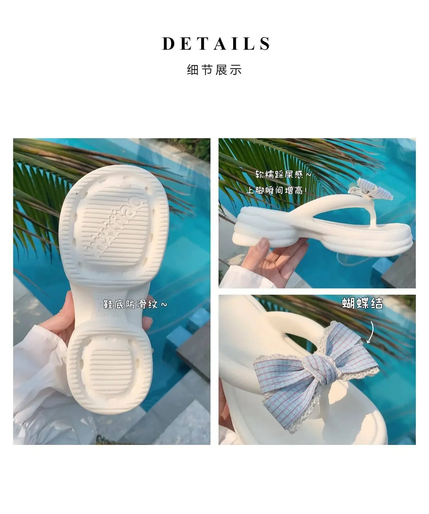 Sandalias de playa con moño lindo
