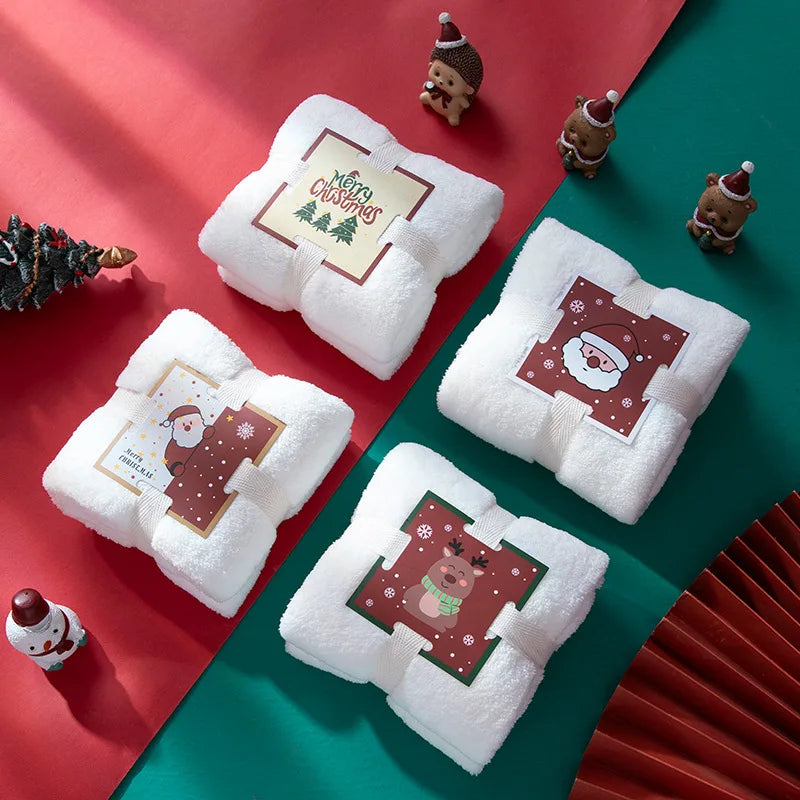 Christmas Face Towel, , Souvenir, Creative Gift Towel, Soft and Highly Absorbent Pure Cotton Material, Perfect for  Bathroom