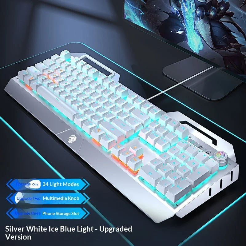 Eweadn Tk900 Wireless Gaming Mechanical Keyboard Mouse Headset Combo Blue Switch Metal Panel N Key Rollover For Desktop Pc