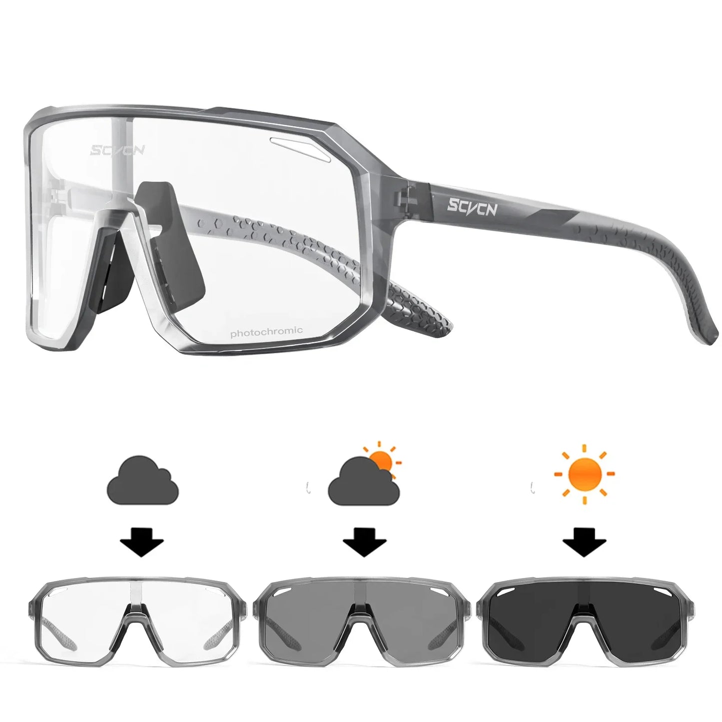 SCVCN New Photochromic Sunglasses Men Outdoor Cycling Glasses Bike MTB Road Bicycle UV400 Goggles Women Sports Hiking Glasses