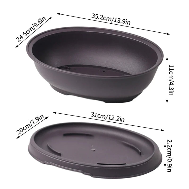 Rectangular Bonsai Training Pots Plastic Flowerpot with Drainage Tray Succulent Plants Pot Bonsai Plants Growing Pots Home Decor