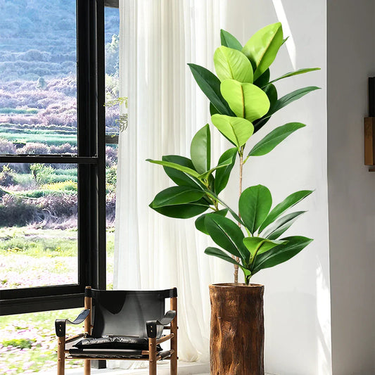 Dlight Decor 140cm Banyan Tree with Real Touch Fiddle Leaves for Home and Office Decor