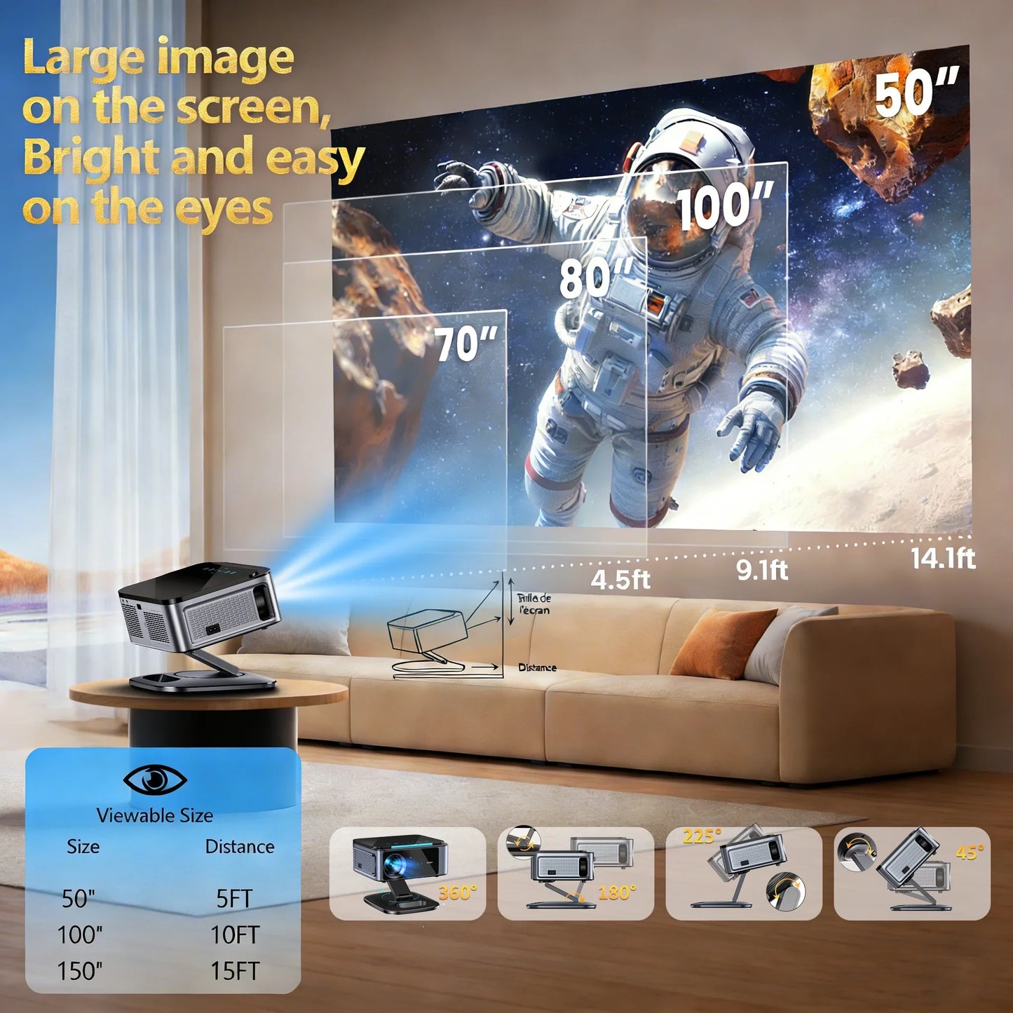 XIWBSY 3200ANSI T07Plus Google Voice Projector Android 14.0 Netflix Projector BT5.4 Wifi6 Home Theater Google TV Projector