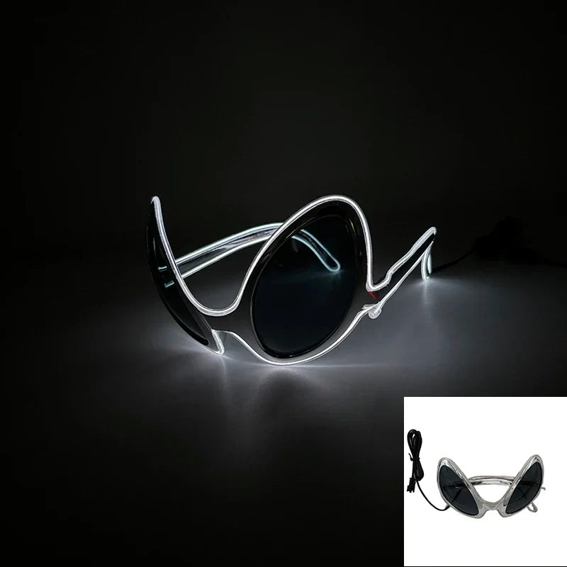 Glowing Glasses for Night Club Performers LED Glasses Party Dancing Rave Christmas 6V Led Futuristic Soldier Glasses Neon Lights