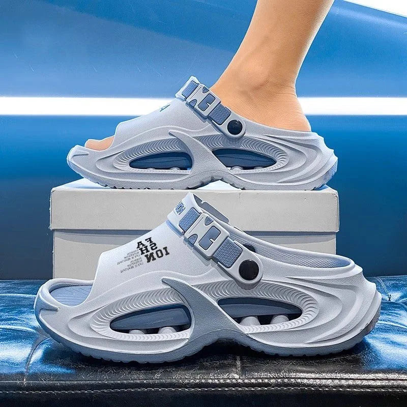 Men Sandals Slip On 2 in 1 Summer Outdoor Thick Sole Non Slip Waterproof Driving Shoes