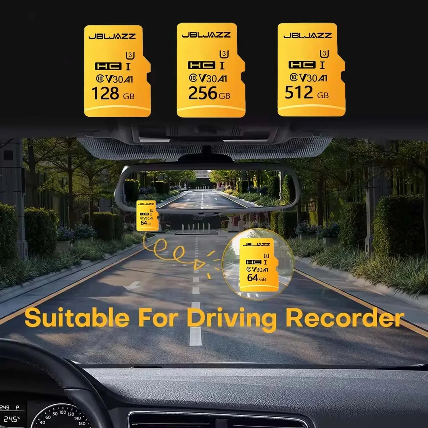 High Speed Micro TF SD Card 128GB 256GB Class 10 U3 V30 Up to 100MB/s for Camera Drone Driving Recorder Waterproof Memory Card