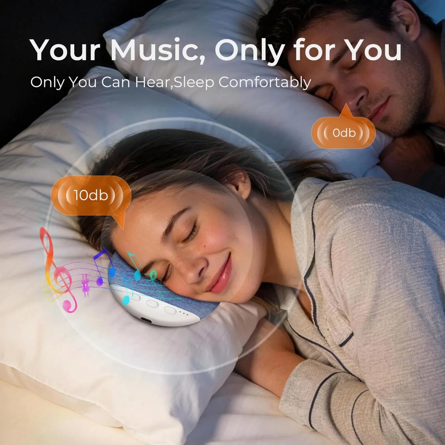 Bluetooth Pillow Speaker Wireless Sleep Music Player Under Pillow White Noise Machine 9D Stereo Timer Auto-Off for Insomnia ﻿