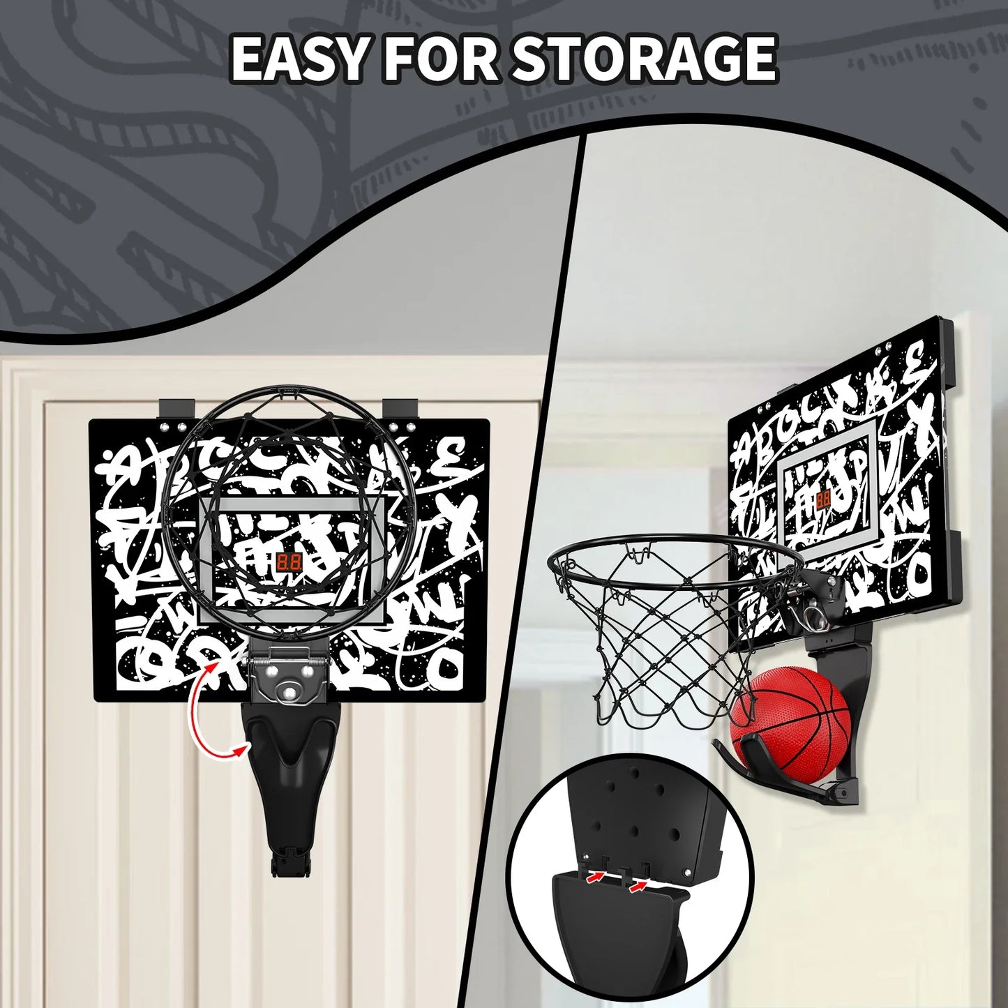Kids Mini Basketball Hoop With Electronic Scoreboard Ball Sport Backboard Outdoor Indoor Excersise Accessory Funny Game Toys