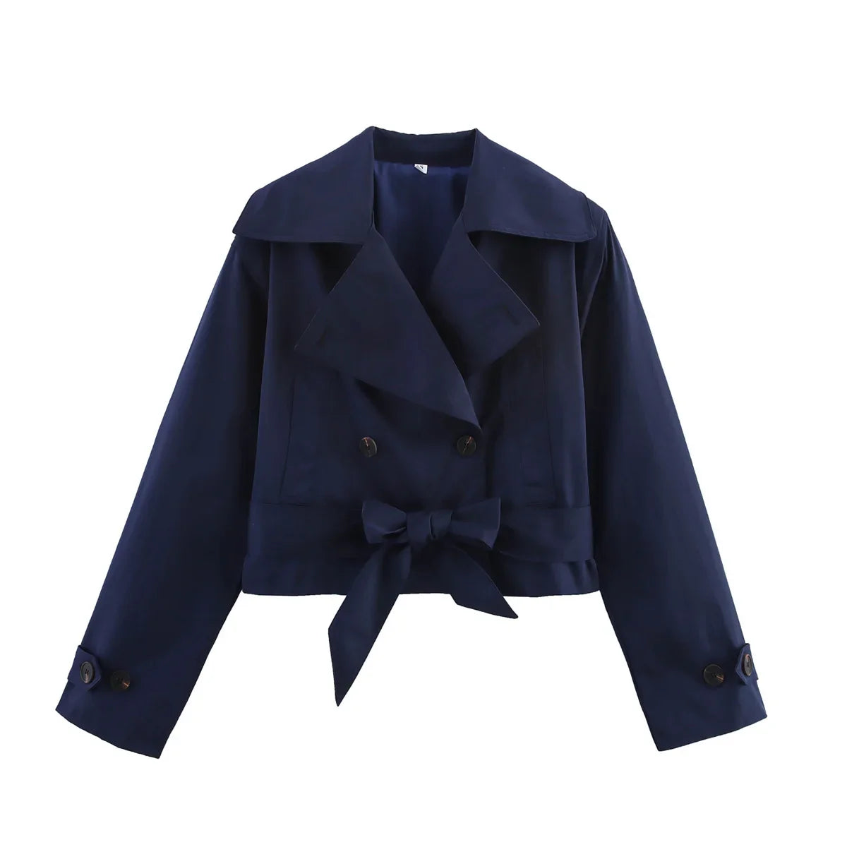 SLTNX 2026 New Women's British Wind Trench Coat Style Double-breasted Long Sleeve Belt Lapel Jacket Short Coat