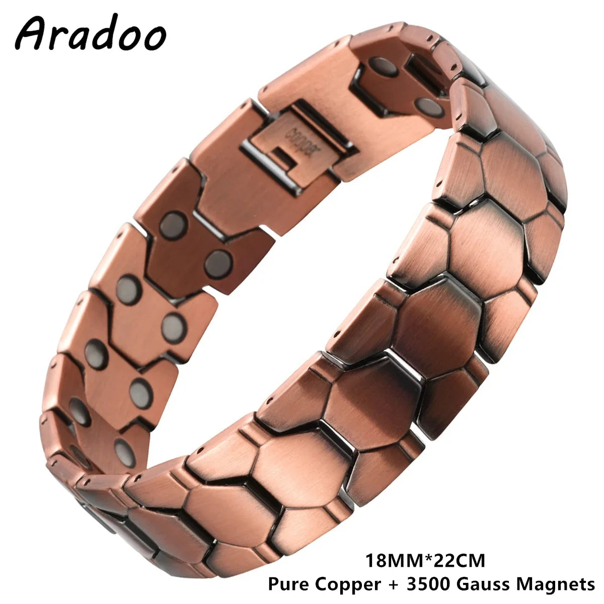 ARADOO Vintage Pure Copper Cross Men's Bracelet Magnetic Therapy Bracelet