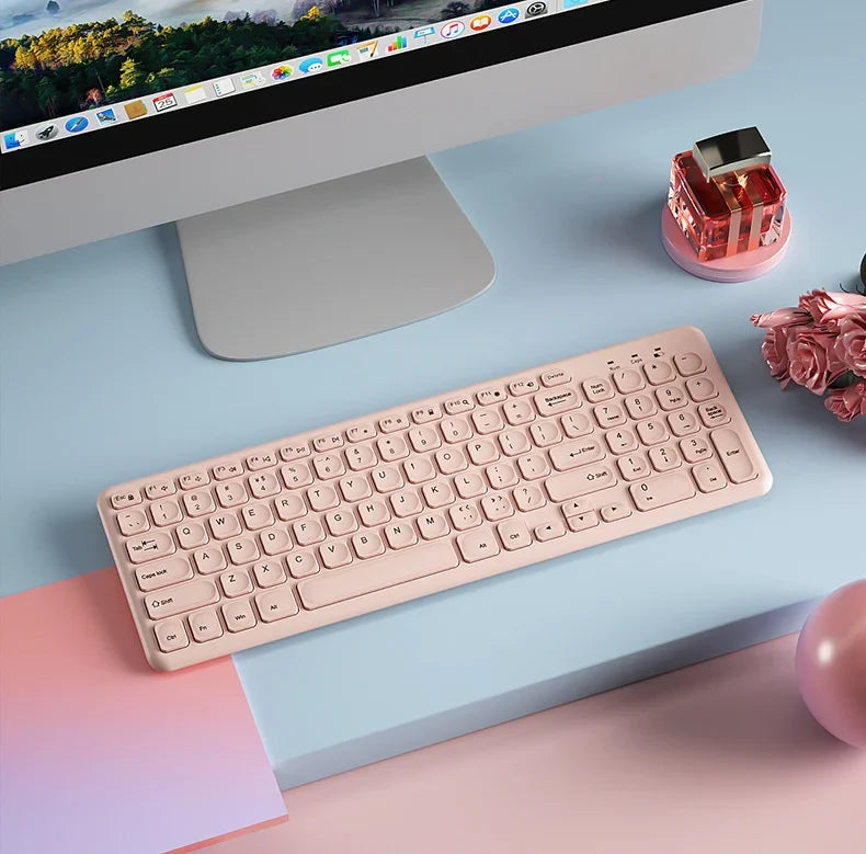Fashion Keyboard and Mouse Set Wireless PC Gamer Keyboards and Mouse Kit Ultra Thin Office Ergonomic Gaming Keypad Mice Purple