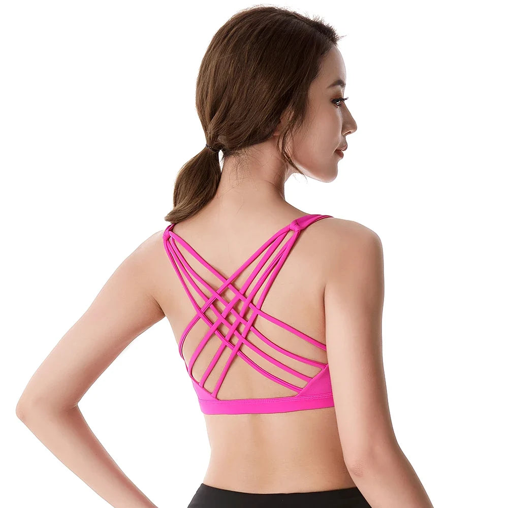 Supportive Yoga Bra Wirefree Padded Crisscross Straps
