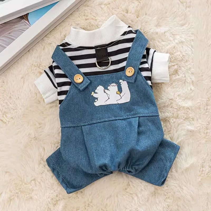 New Luxury Dog Clothes Puppy Costume Striped Jumpsuit Pet Clothes for Dog Sweatshirt Chihuahua French Bulldog Romper