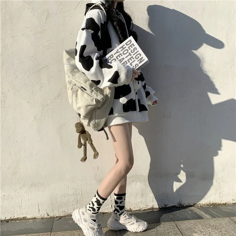 Sudadera con capucha y estampado de vaca