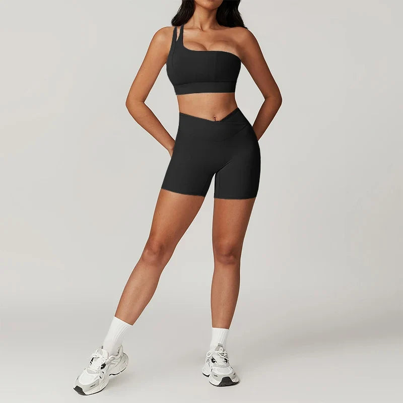 Skinny Sports Sets Women's Tracksuit Scrunch Butt Fitness Suits Push-Up Sexy Workout Sportswear Tights Short Activewear Woman