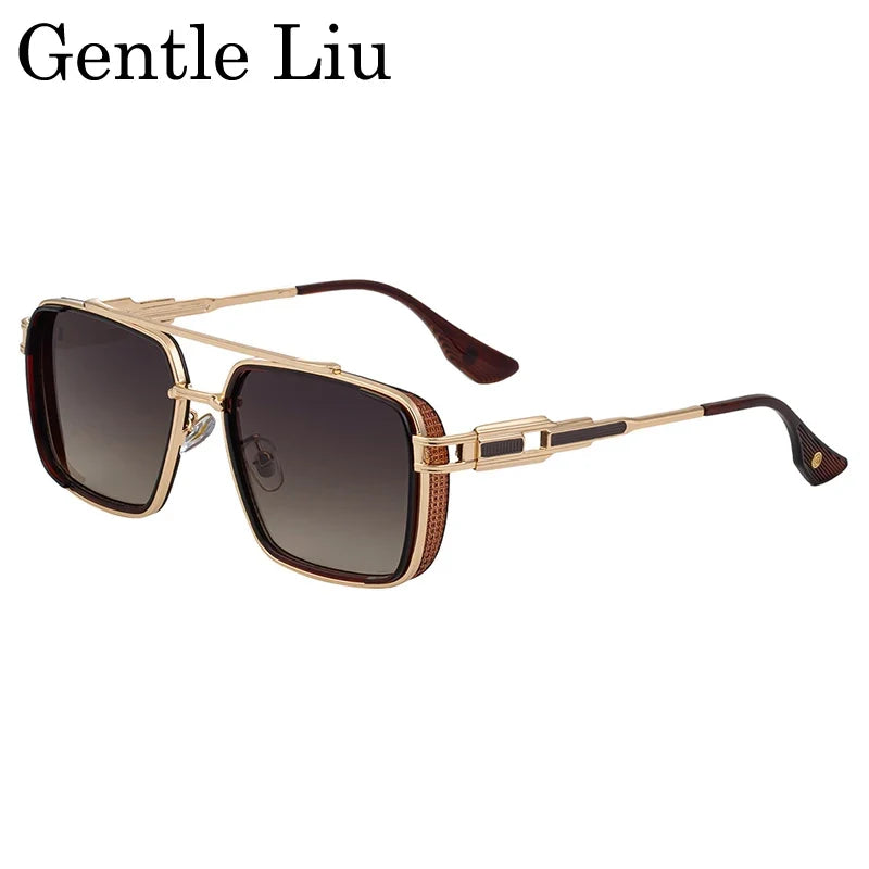 Steampunk Classic Square Sunglasses Men 2026 Luxury Brand Punk Metal Double Beam Sun Glasses For Male UV400 Punk Driving Eyewear