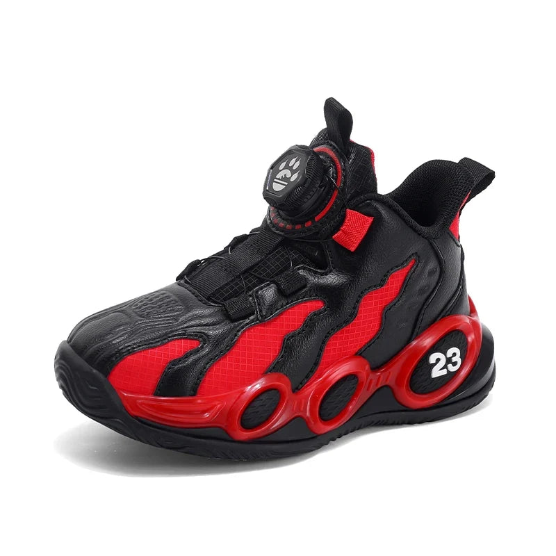 Fashion Basketball Shoes for Kids High-top PU Leather Sports Shoes Children Casual Shoes Boys Girls Comfortable Gym Trainers New