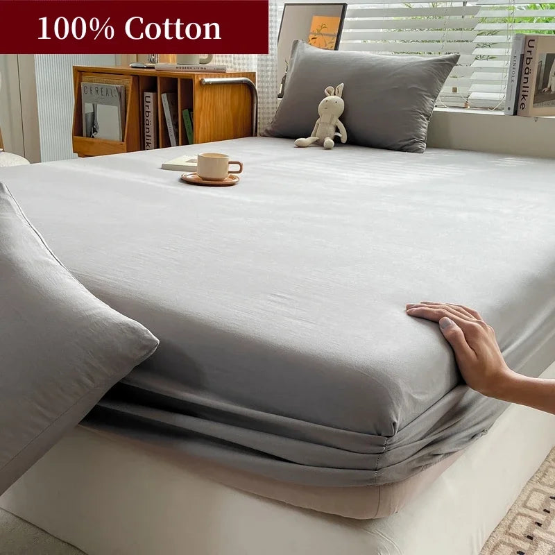 100% Cotton Fitted Bed Sheet with 360 Elastic Band Bedsheet Bedspread