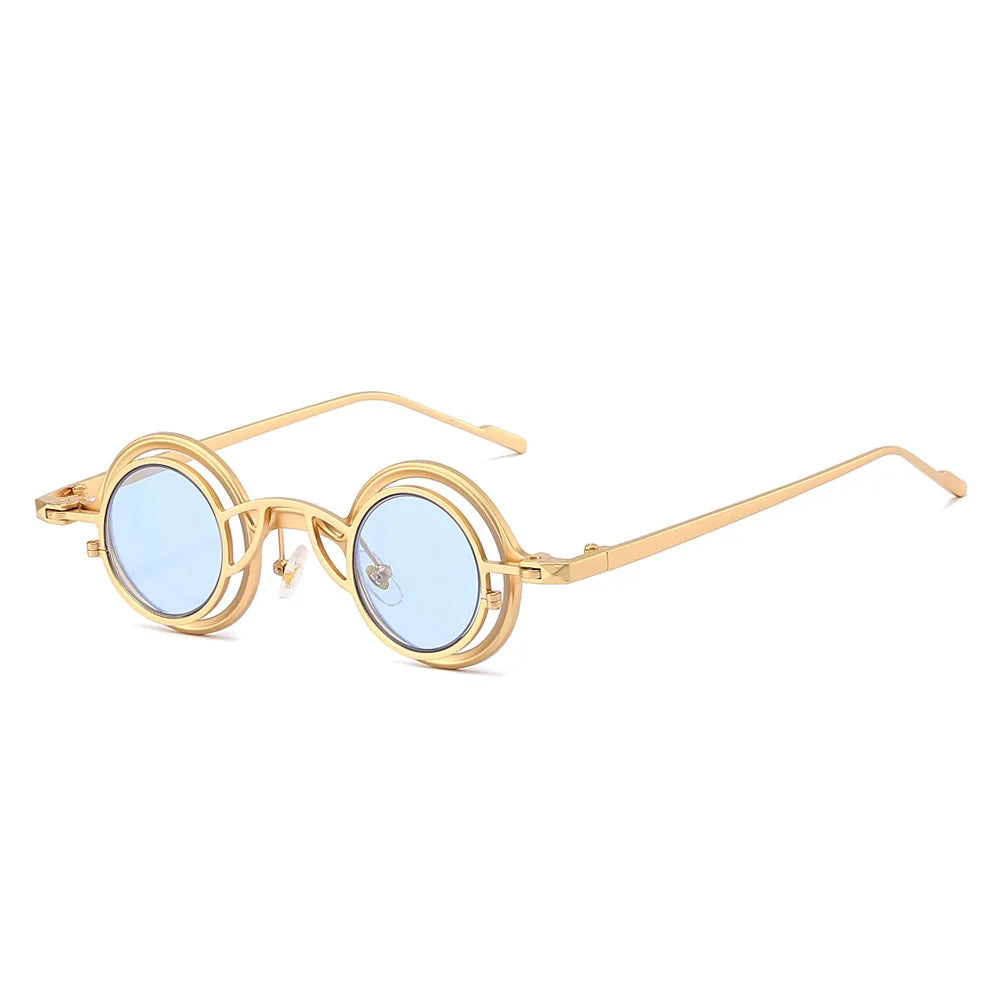 New Retro Round Two In One Pure Titanium Women Sunglasses Y2K Personality Steampunk Style High Quality Men Gafas De Sol UV400