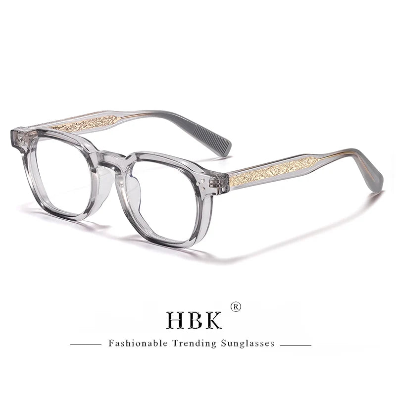 HBK Retro Square Glasses Frames Men Flat Lenses Anti Blue Light TR90 Eyeglass Frames High-Quality Reading Eyeglasses for Women