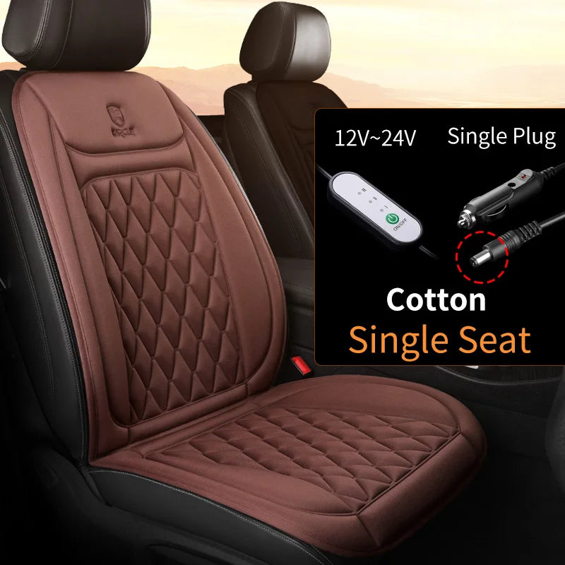 12-24V Heated Car Seat Cover – Fast Heating Flannel Seat Warmer Protector 25W