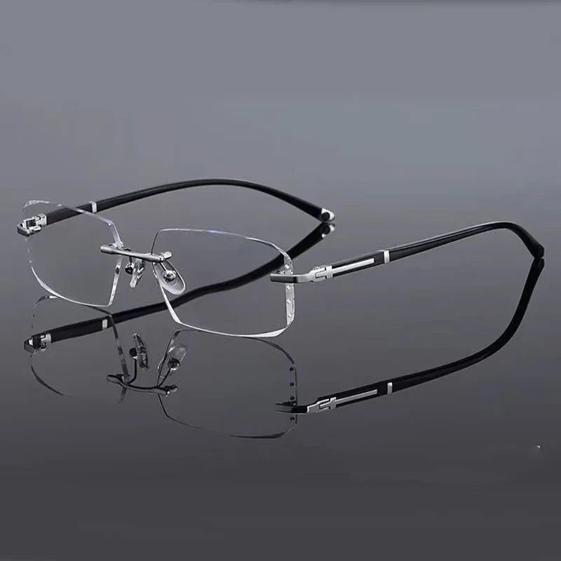 Stylish Frameless Anti-Blue Light Reading Glasses for Men Business Reading Glasses New Design