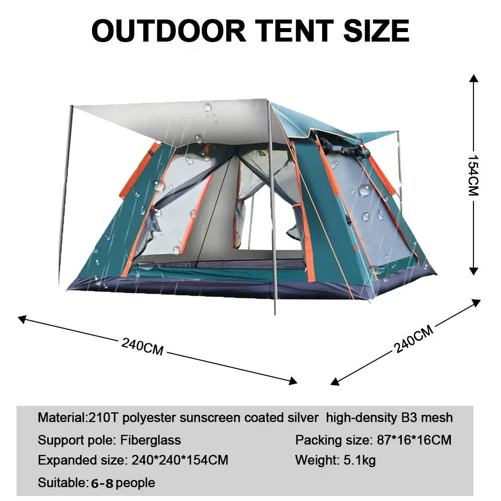 Goture Outdoor Camping Tent 2-6 People Portable Folding Automatic Tent Beach Fishing Family Travel  Park Anti-UV Shade