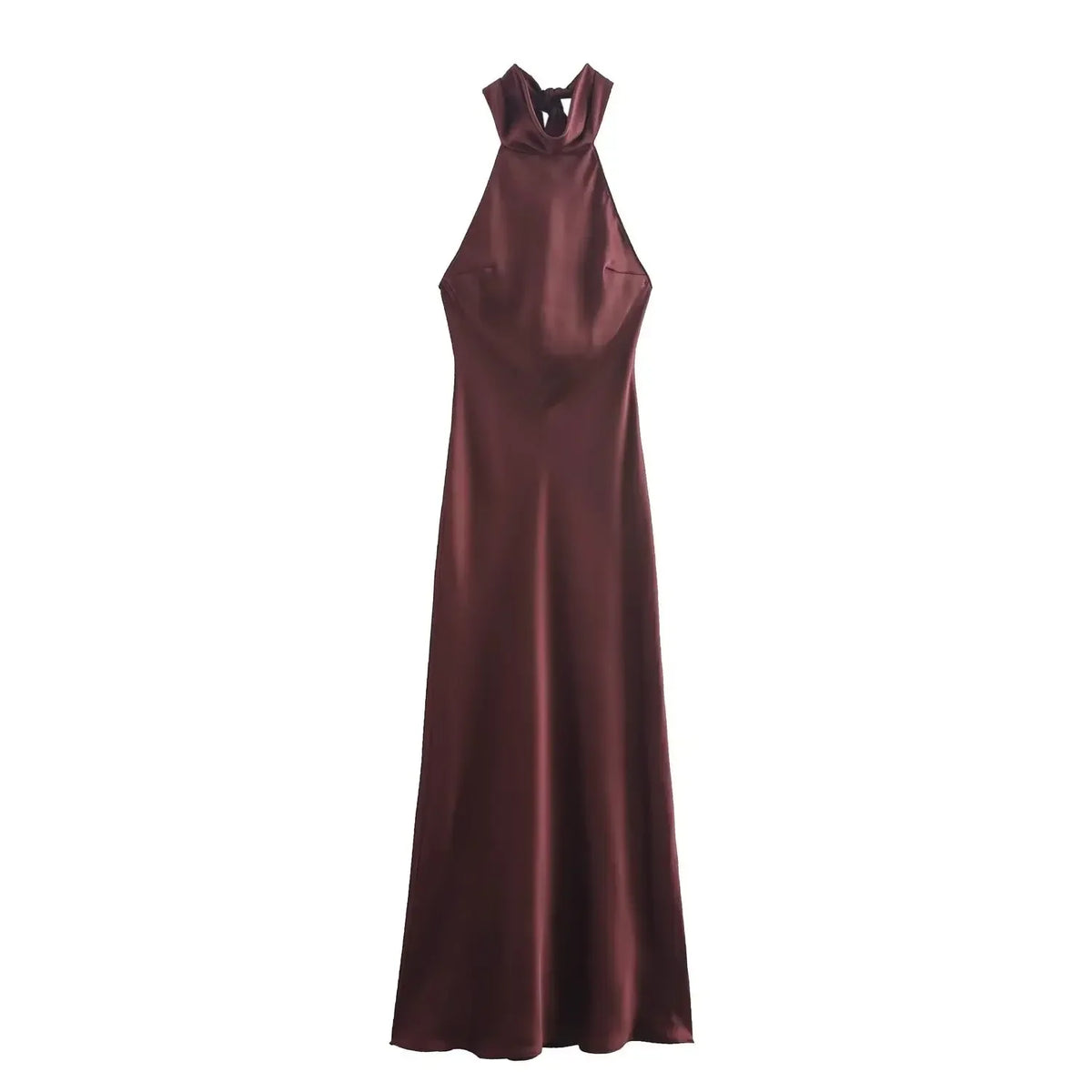 Foridol Halter Satin Dress Women Sexy Backless Burgundy summer spring Dress Elegant Maxi Long Party Dress Christmas Vestidos