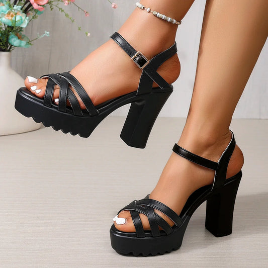 Vintage Rivet Decor Wedge Sandals for Women 2026 Summer High Heels Platform Sandals Woman Plus Size 43 Ankle Buckle Beach Shoes