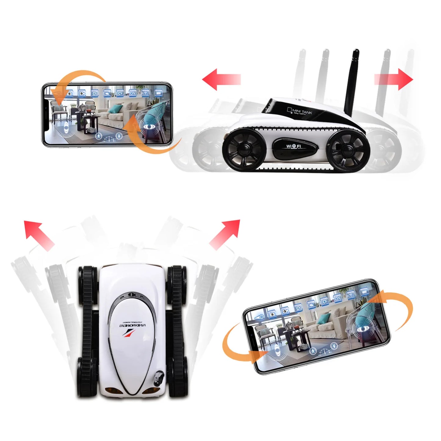 777-272 WiFi Mobile Remote Control Four Channel Real-Time Transmission Camera Small Tank Tracked Walking Car Toy for Kid Gifit
