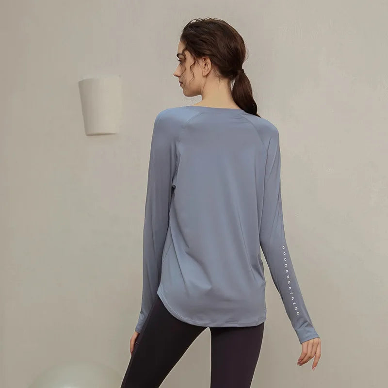 Blusa de manga larga para yoga, ropa de gimnasio para hacer ejercicio
