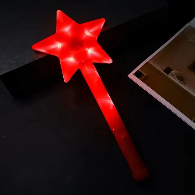 1pc LED Five Pointed Star Flashing Stick Light Up Flashing Wand Colorful Fluorescent Stick Princess Gift Party Birthday Supplies