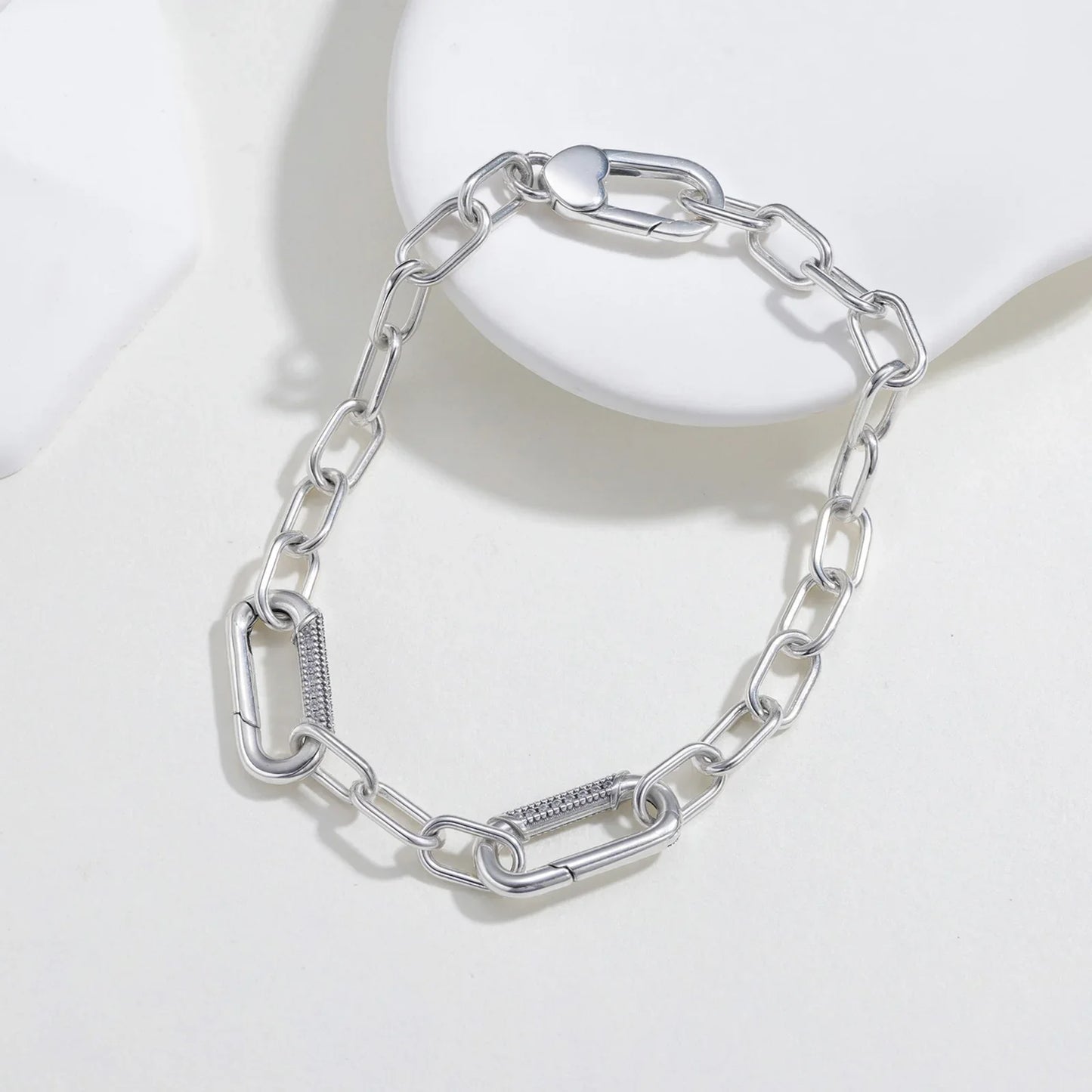 New Bracelet 925 Sterling Silver Diamond Clasp Me Bracelet Charm Beaded Women DIY Jewelry Make Holiday Hot Gifts