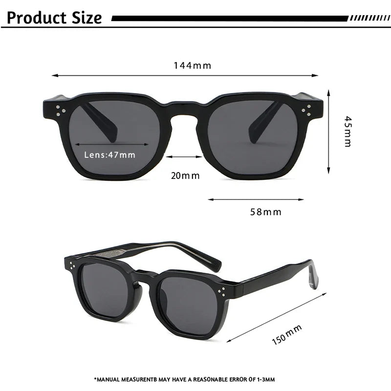 HBK New Square Retro Sunglasses Men Fashion Punk Sun Glasses Women Travel Driving Beach Eyewear Lunette De Soleil Femme UV400