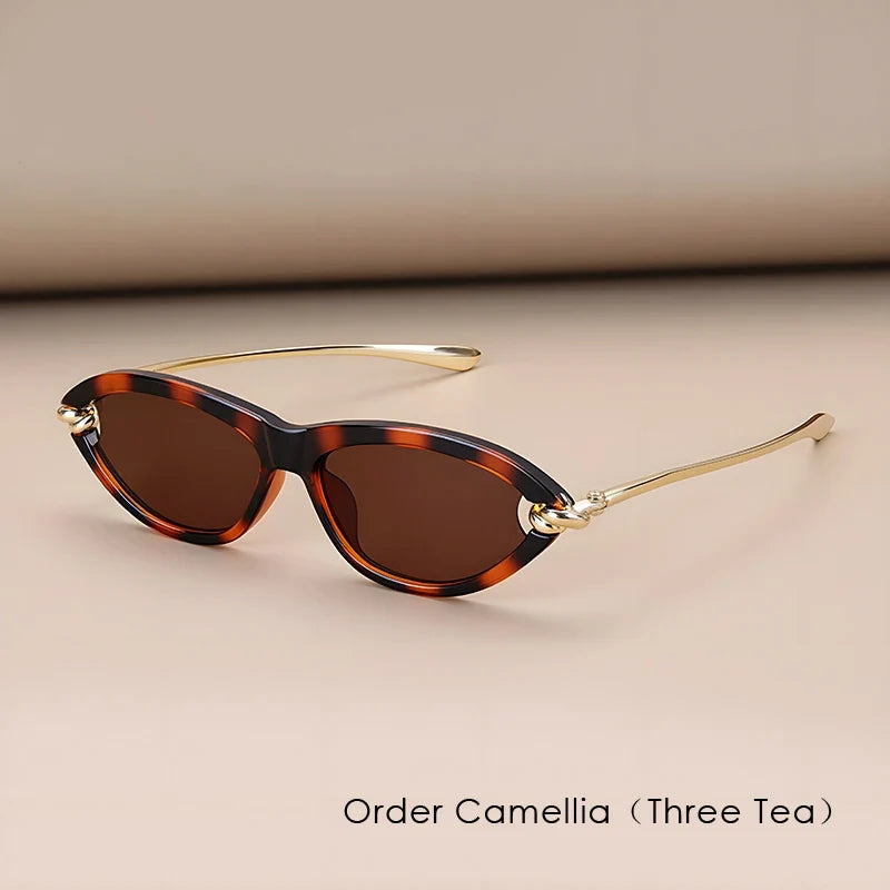 Trendy Luxury Brands Women's Cat Eye Tortoiseshell Sunglasses UV400 Oval Glasses For Woman Fashion Designer Classical Glasses