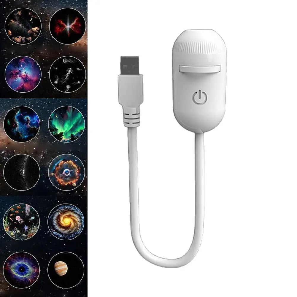 USB galaxy Projector Night Light 2-in-1 Mini Galaxy 360° Rotate LED Starry Sky Ambient Lamp For Party Home Saturn Decoration