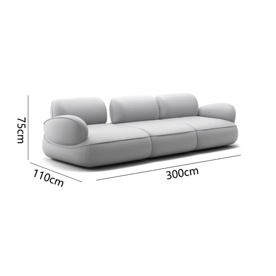 LXSnail sofa Cheney fabric  minimalist straight row size apartment backrest sofa