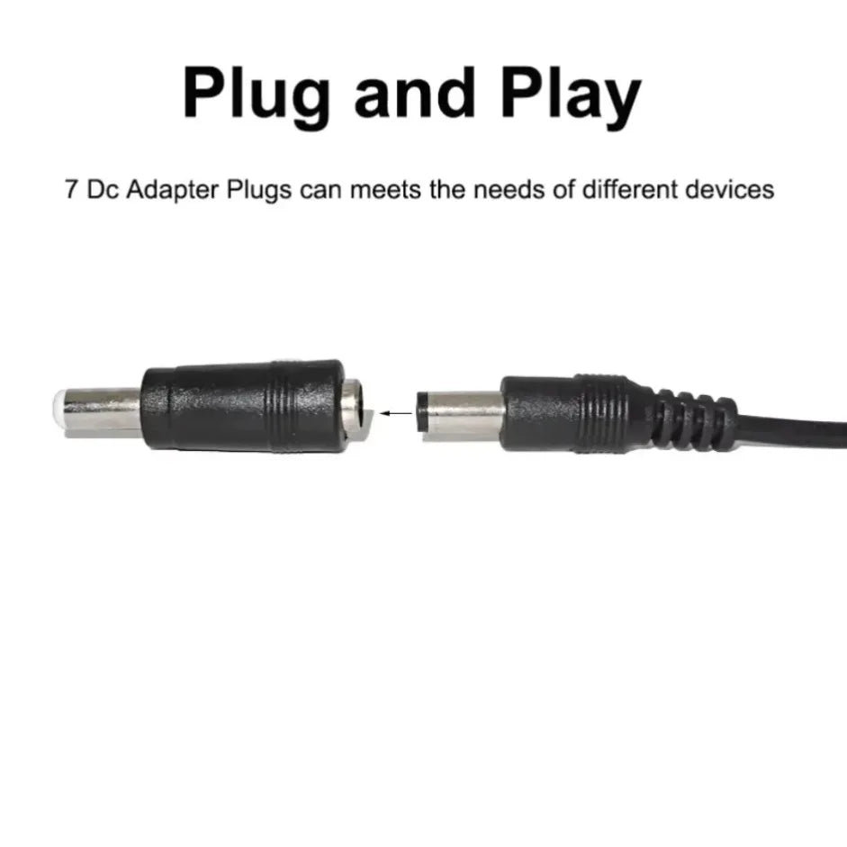 Universal Power Cable USB to DC 5.5 * 2.1mm Jack 5V Charging Cord with 8 Selectable Connector Tips for CCTV Cameras TV Box