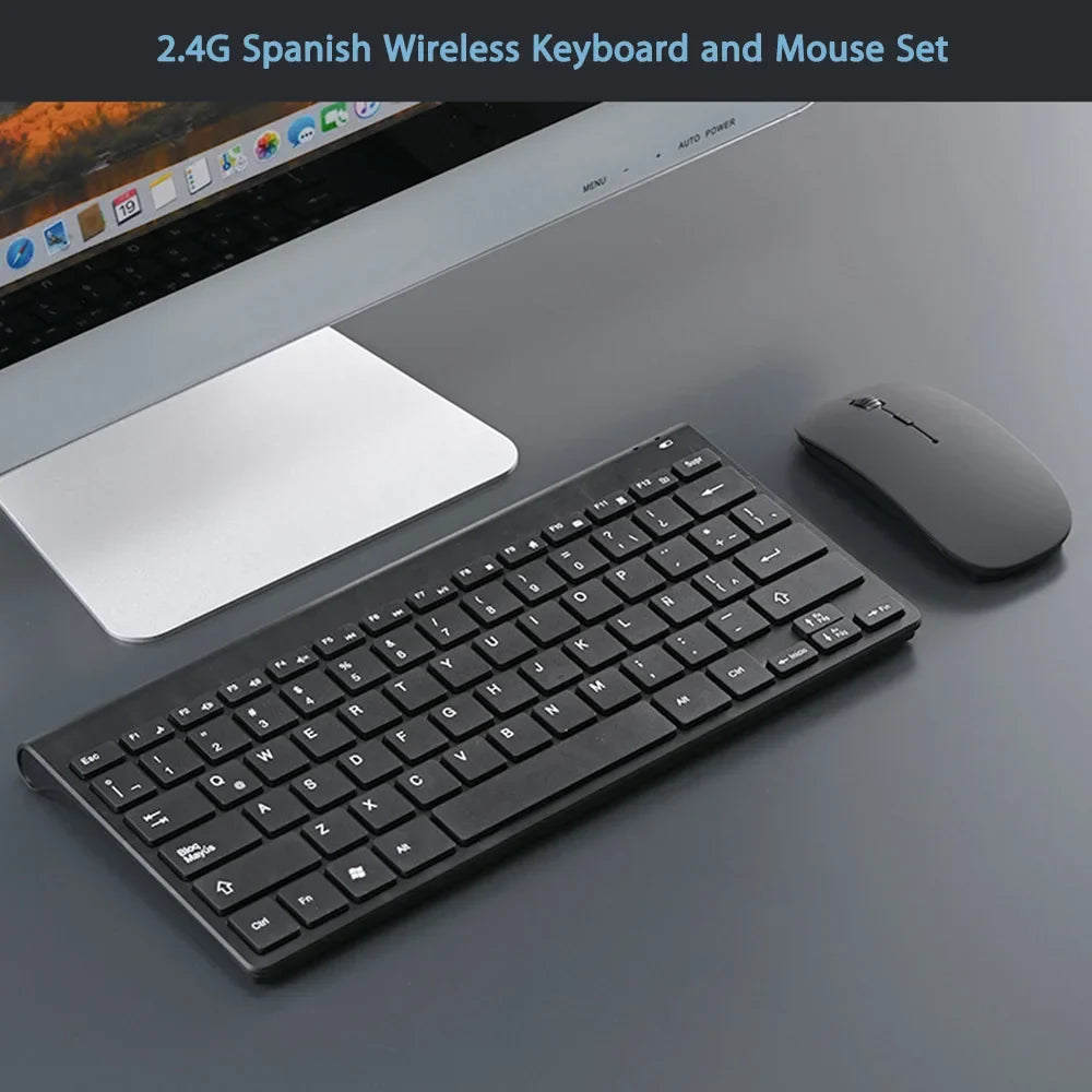 New Spanish Keyboard Wireless Mouse For Game PC Player TV Spanish Keyboard and Mouse Set 78Keys Gaming Keyboard Dropshipping