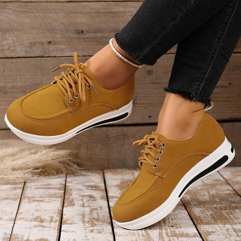 Comfortable Lace Up Platform Sneakers Women Lightweight Plus Size 43 Thick Sole Casual Shoes Woman 2025 Non Slip Sport Sneaker