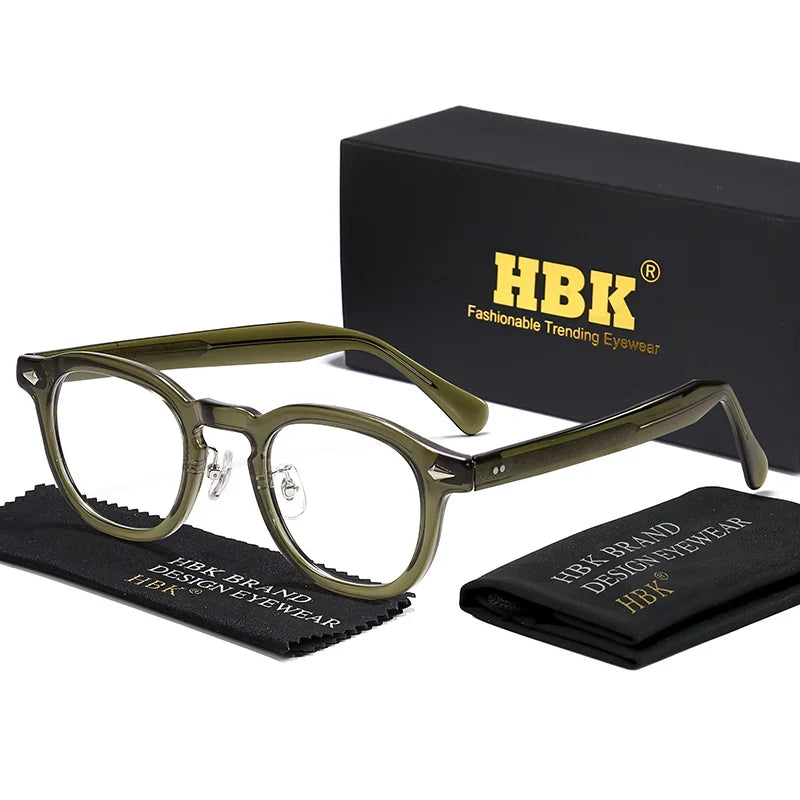 HBK Retro Oval Glasses Frames Transparent Lenses Men High Quality TR-90 Frame Glasses Women's Reading Computer Eyewear