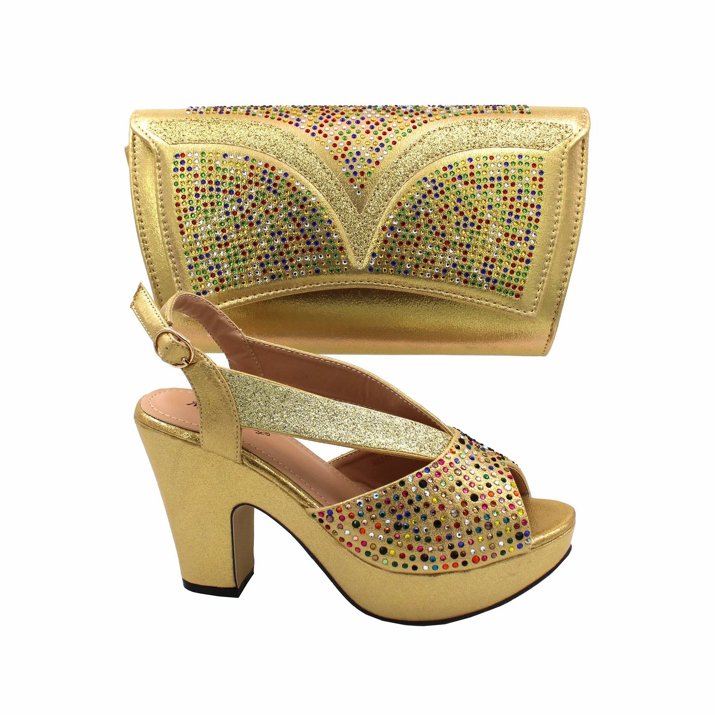 Nuevo conjunto de zapatos y bolso para mujer africana con diseño novedoso
