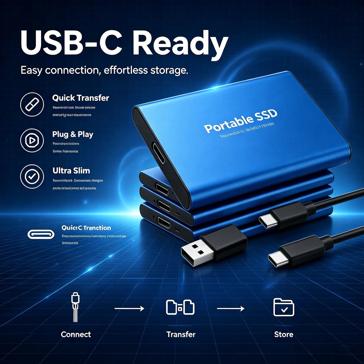 16TB High‑speed Portable External SSD USB 3.1 Type‑c External Hard