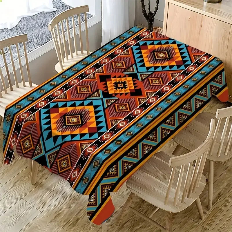 Southwest Ethnic Geometric Rectangle Tableclothholiday Party Decor Boho Aztec Pattern Polyester Table Cloths Kitchen Table Decor