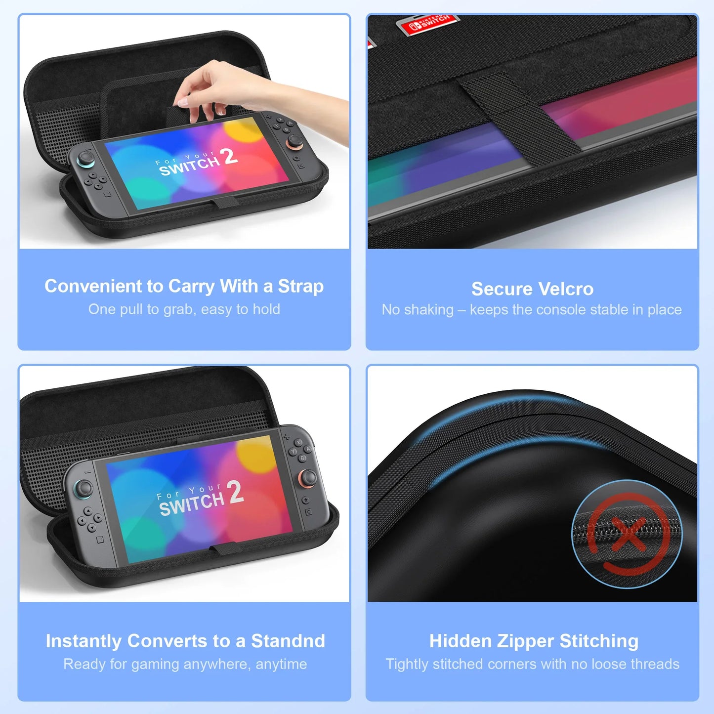 Portable Game controller Storage Bag for Nintnedo Switch 2 Hard Carrying Case Shockproof PU Cover for Switch 2 Game Console
