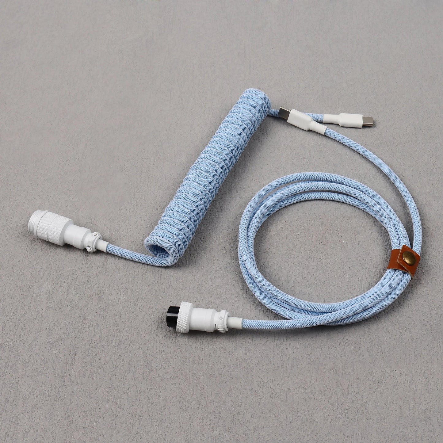 【LANO】Coiled Cable Braided Double-Sleeved Mechanical Keyboard detachable connector use Type-C to C Cable for Mechanical Keyboard