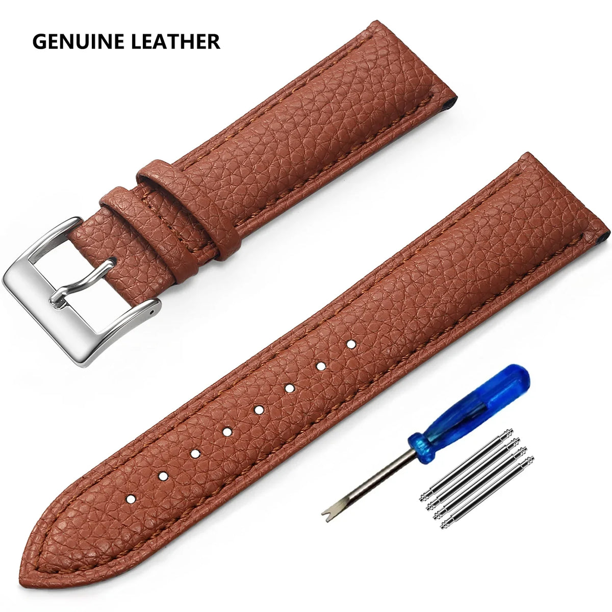 Amazfit Balance, GTR, GTS & Bip Grained Leather Band, Spring Bars & Tool