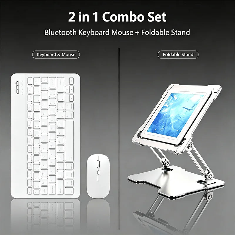Bluetooth Wireless Keyboard and Mouse Combo Portable Mini Rechargeable for iPad Tablet Mobile Phone Android iOS Windows PC