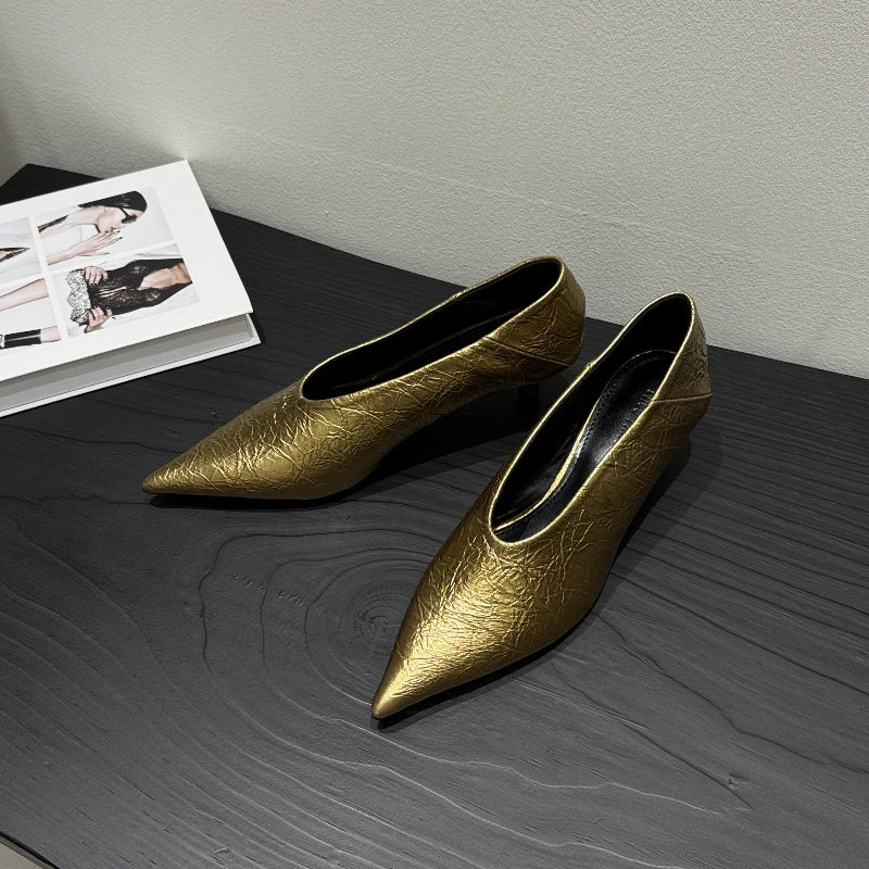 Fashion Pointed Toe Thin Heel Women Office Pumps Shallow Slip On Party Dress Shoes 2026 New Spring Autumn Commuter Footwear